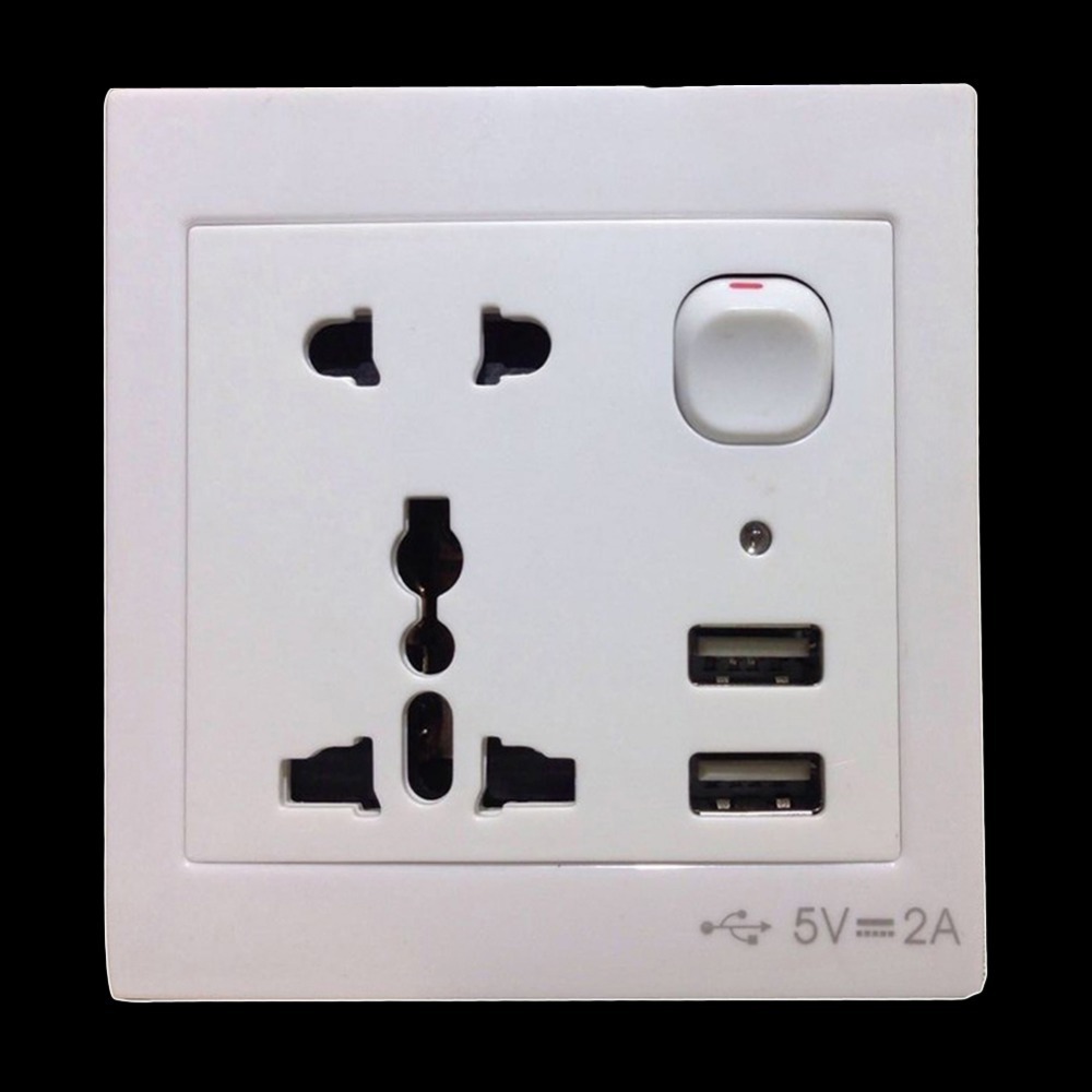 Toma corriente universal con doble USB 2A y llave