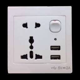 Toma corriente universal con doble USB 2A y llave