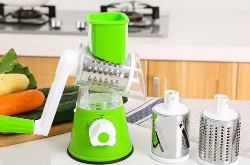 Mandolina Rallador Manual Cortador Verduras con 3 Chuchillas Acero