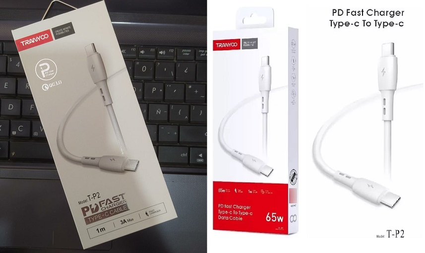 Cable Tipo C a Tipo C carga rapida 3A 1m Tranyoo T-P2