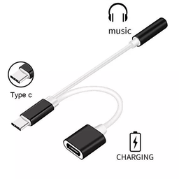 Adaptador Tipo C a Mini Plug 3.5mm Cargador Auxiliar OTG &