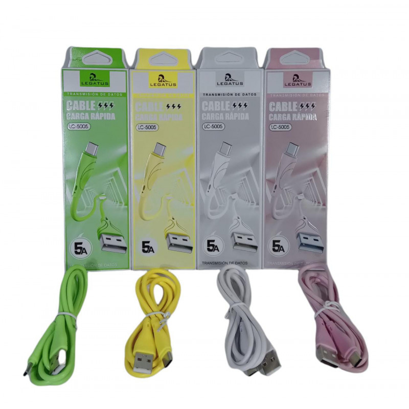 Cable de Datos Carga Rapida 5A Lightning Iphone Engomado LC-5005