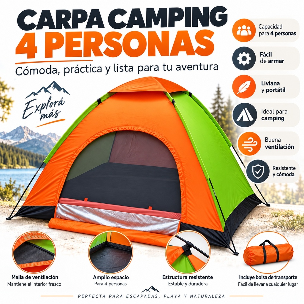 Carpa Tipo Iglu para 4 personas (200x200x135cm)