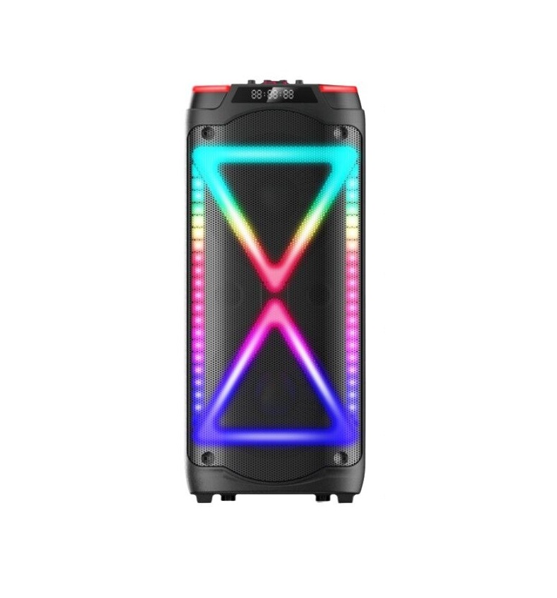 Parlante Portatil 10" x2 28000w BT Karaoke con Microfono Sd Usb Aux HS-TD10V8 (74x30cm)