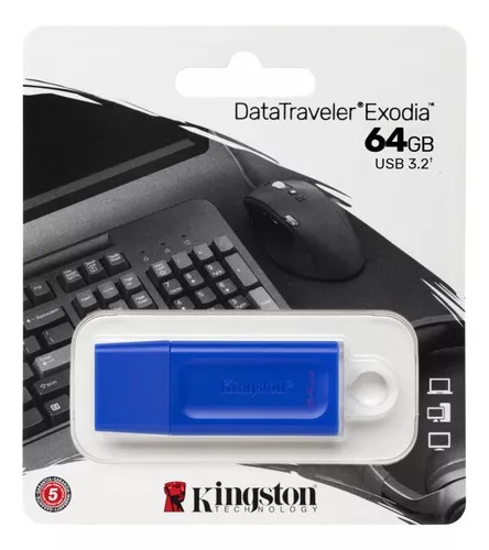 Pendrive 64gb Kingston DataTraveler Exodia 3.0 Azul