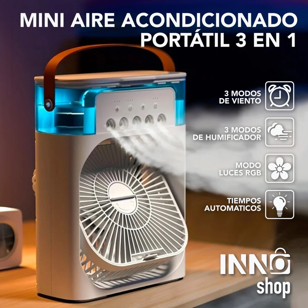 Ventilador refrescante con microgotas Usb con Inclinacion y Luces (16x21cm)