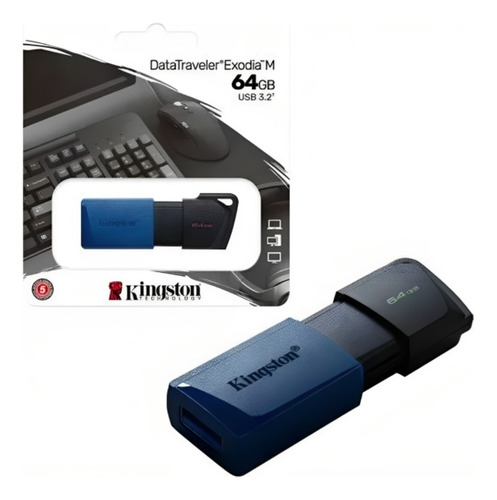 Pendrive 64gb Kingston DataTraveler Exodia M 3.2 Azul