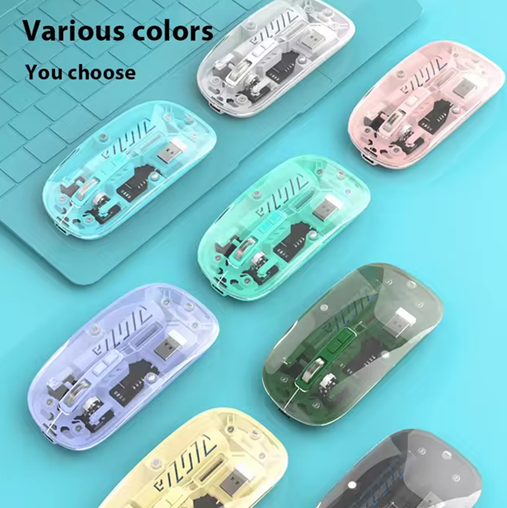 Mouse Inalambrico Transparente Recargable Bluetooth