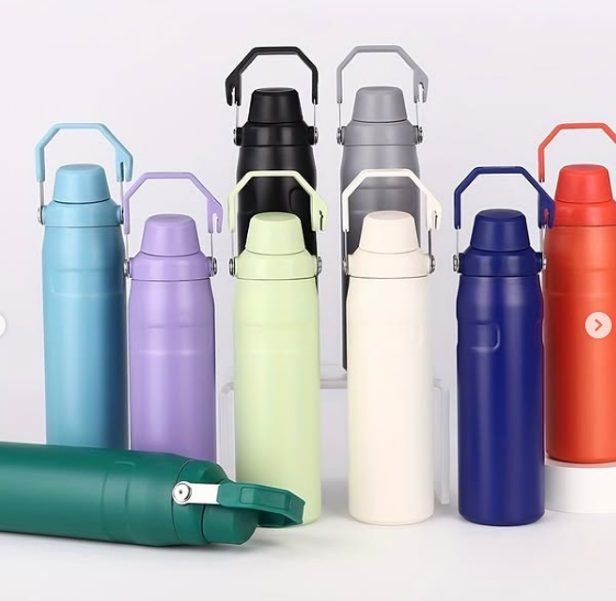 Botella Termica Doble Tapa con Manija 1000ml (Naranja)