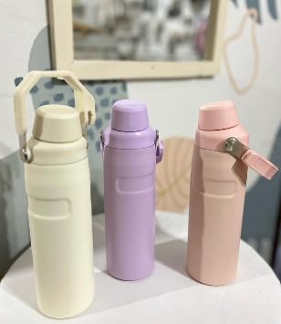 Botella Termica Doble Tapa con Manija 1000ml (Rosa)