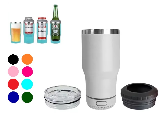 Vaso Termico para Lata Botella con Parlante y Tapa BT 420ml (Fucsia)