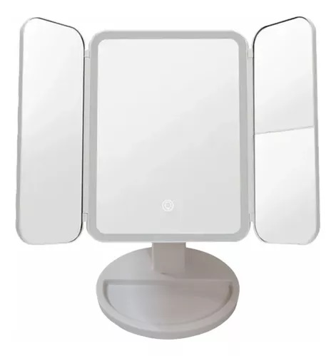 Espejo Led Plegable con Base Redonda 90° Recargable (Ideal Makeup)