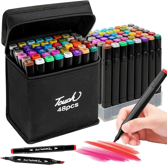 Set de Fibrones Marcadores Doble punta x 48pcs