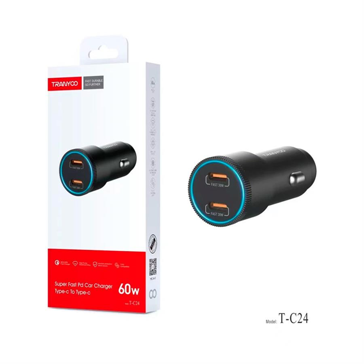 Cargador 12v 60w Doble PD Tranyoo T-C24
