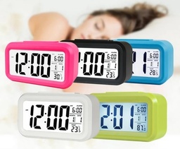 Reloj Despertador Alarma Calendario y Temperatura con Luz (9x5,5cm)