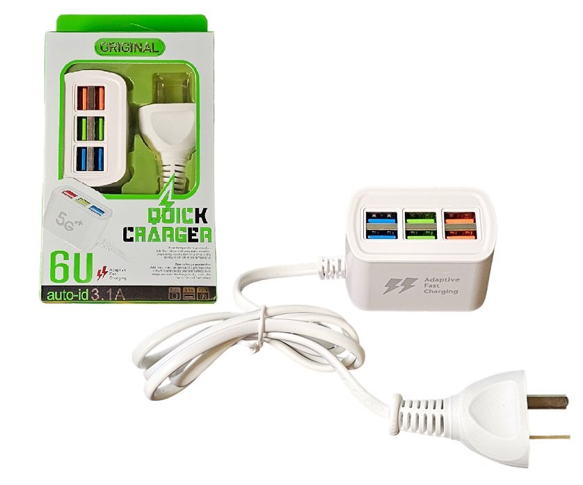 Zapatilla Usb a 220v 6 puertos 3.1A