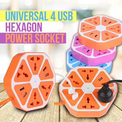 Zapatilla Hexagono con 4 Puertos Usb 1,8m