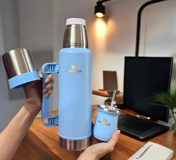 Combo Termo + Mate (260ml) Stanley Classic 1.3L Celeste
