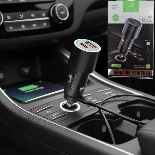 Cargador 12V Tipo C PD + Usb 38W RC-4806