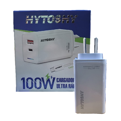 Kit Cargador 2 en 1 Tipo C Carga Rapida Usb A + PD 100W Hytoshy