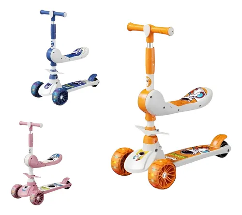 Monopatin Scooter 3 Ruedas Astronauta 2 en 1 Luces @#