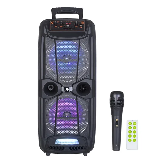 Parlante Portatil 8"x2 BT Karaoke con Microfono Micro Sd Usb Aux FM KTS-1743 (24x20x57cm)