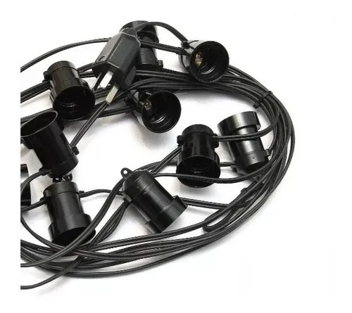 Guirnalda Kermese 10 porta lamparas exterior sin focos 10m