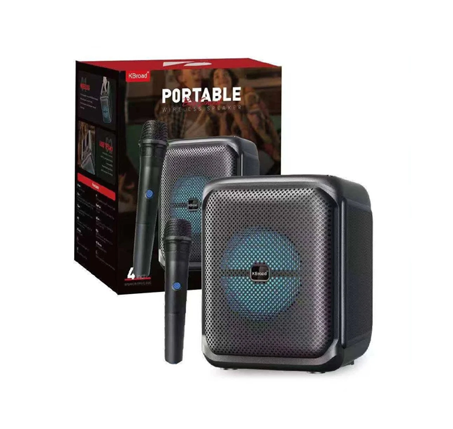 Parlante Portatil 4" BT Karaoke con Microfono Micro Sd Usb Aux KTS-2308 (17x18x20cm)