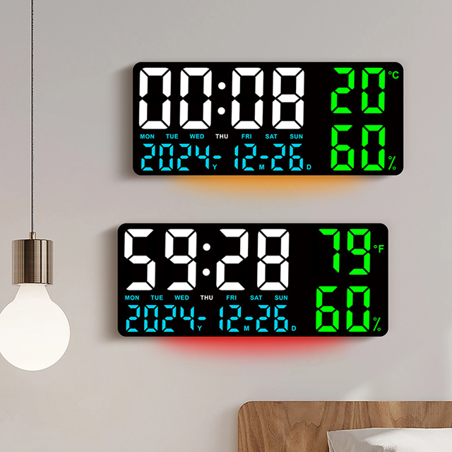 Reloj Digital 5V con Calendario y Temperatura 16,5" + Control (35x15cm)