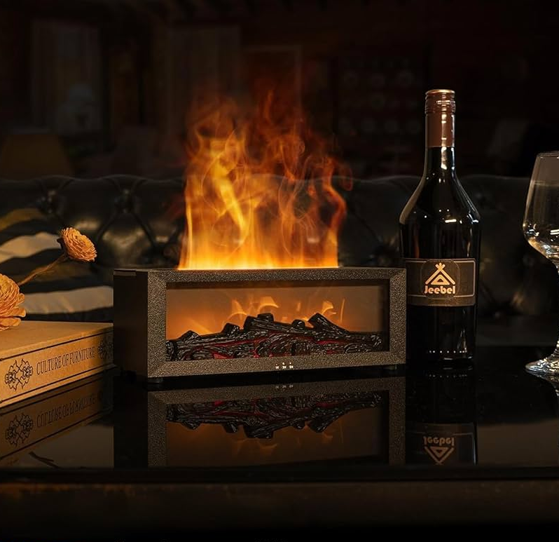 Aromatizador Humidificador Ultrasonico con Luz simil Chimenea (21x8,5x10cm)