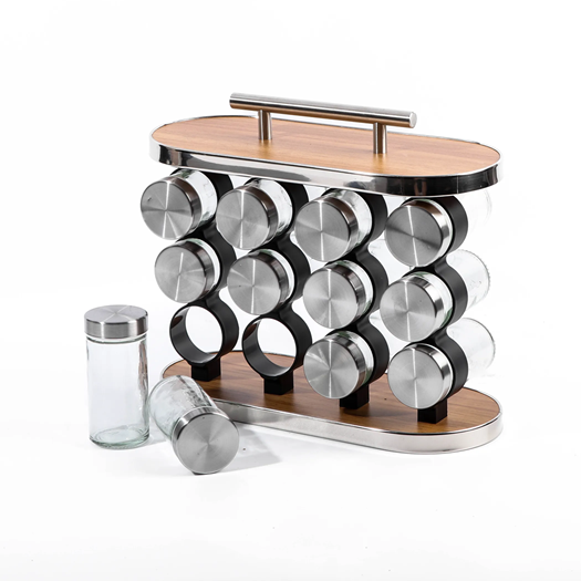 Set de Especiero con Manija 12 Frascos de Vidrio