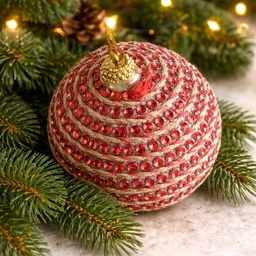 ADORNO GLOBO ROJO CON CORDON Y STRAS 10 CM X 2 (XM-039)