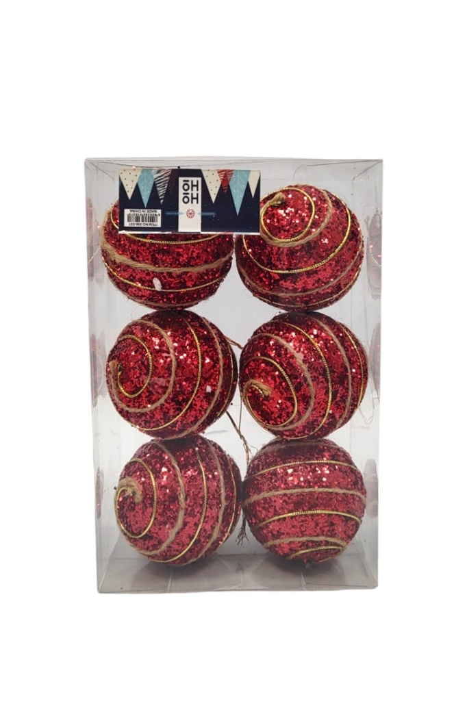 ADORNO GLOBO ROJO CON CORDONES 6 CM X 6 (XM-037)