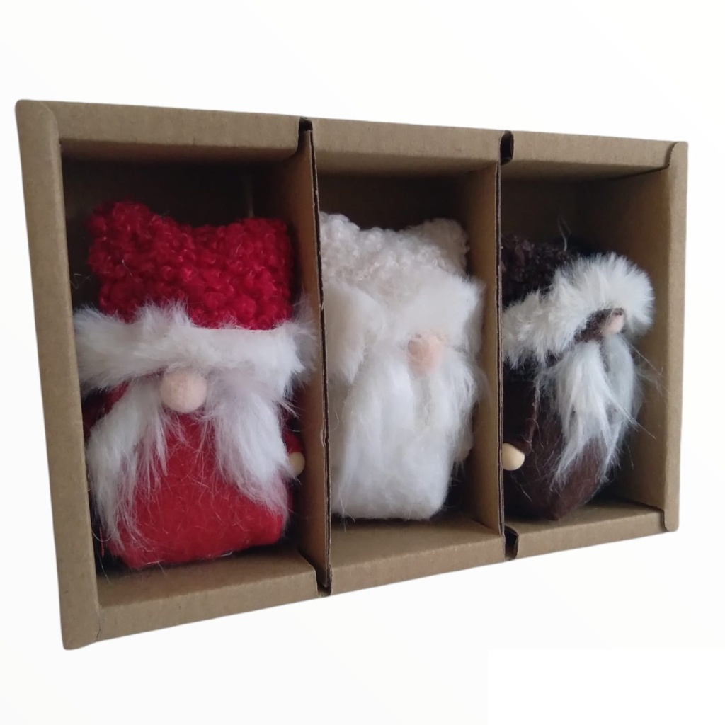 ADORNO MUÑECO NAVIDEÑO 9CM X 3 EN CAJA DE REGALO (XM-094)