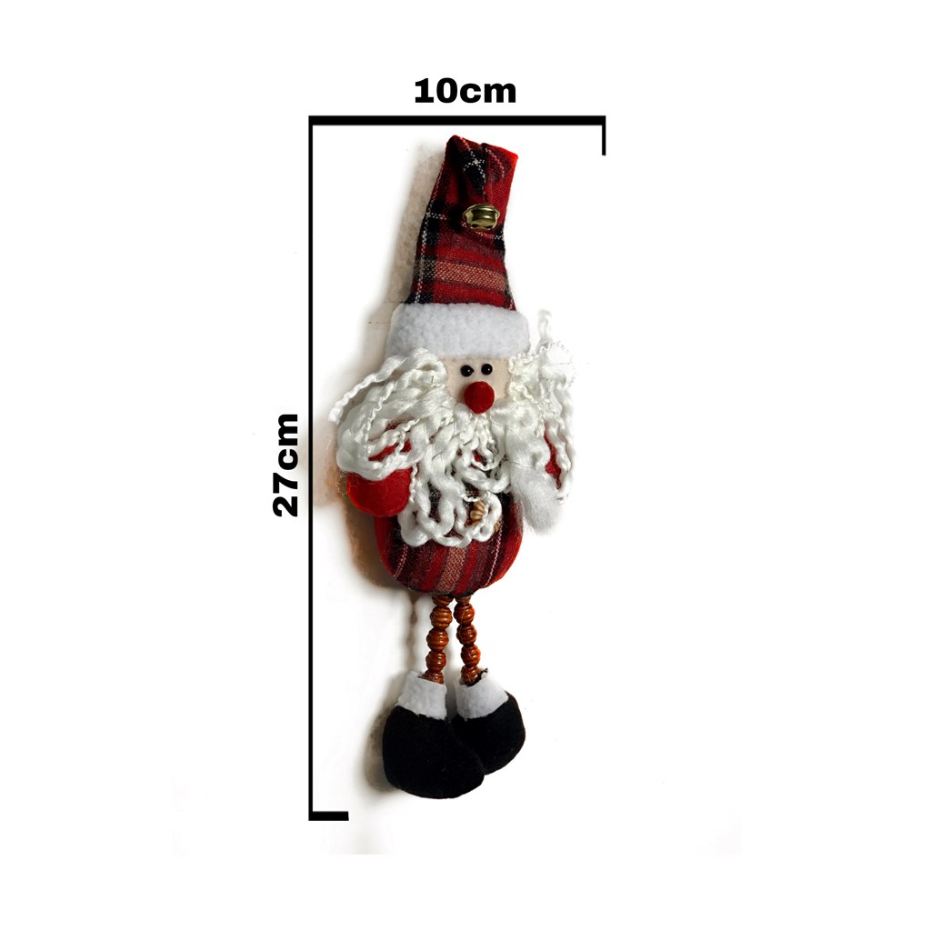 ADORNO PAPA NOEL TELA PATAS LARGAS CON BOLITAS DE MADERA ZOOM (L446-16-2)
