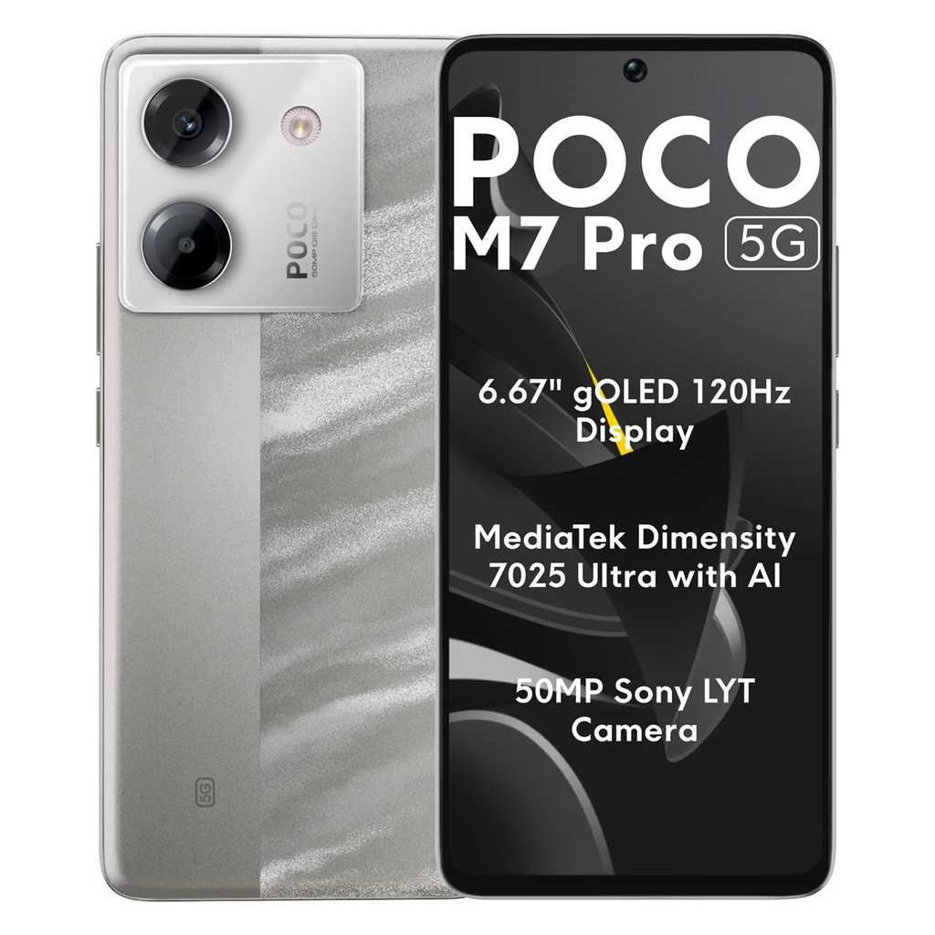 Smartphone Xiaomi Poco M7 Pro 5G Global 256GB 8GB RAM Dual SIM Pantalla 6.67" - Plata
