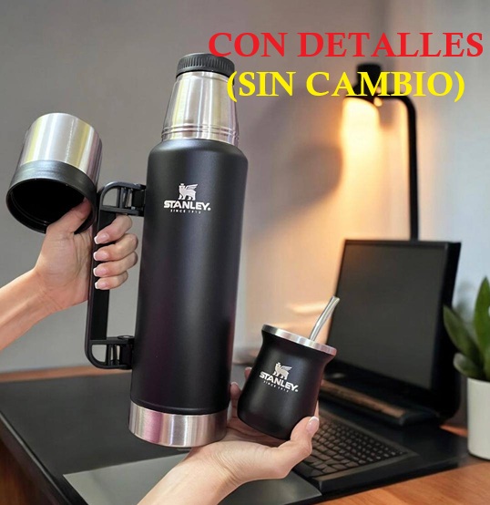 Combo Termo + Mate (260ml) Stanley Classic 1.3L Negro (CON DETALLES)