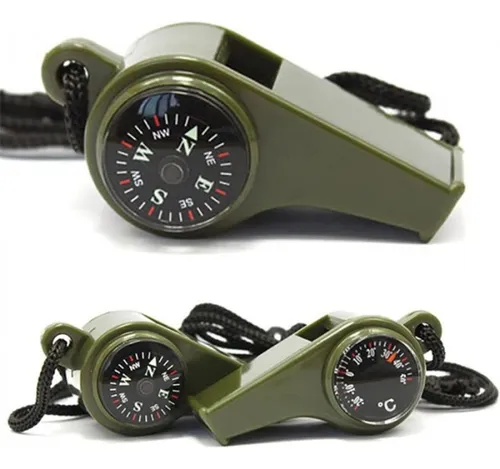 Silbato de Supervivencia con Brujula y Termometro