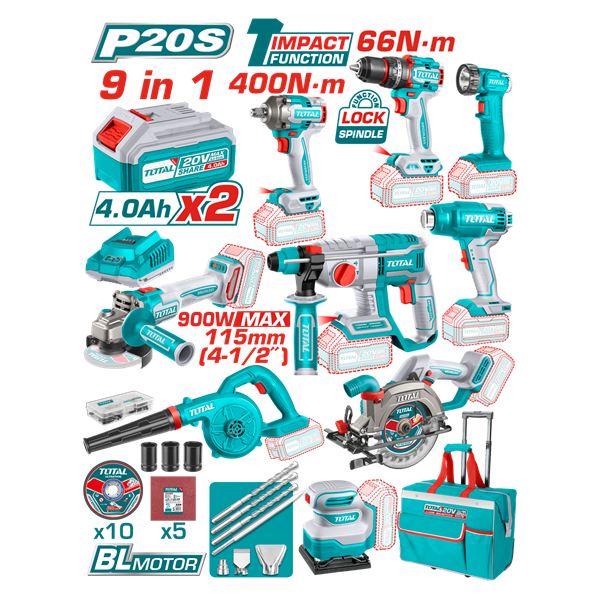 Kit Herramientas 9 en 1 20v Total