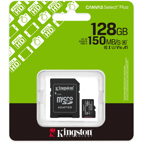 Micro SD 128gb Kingston clase 10 Canvas Select Plus 150MB/s