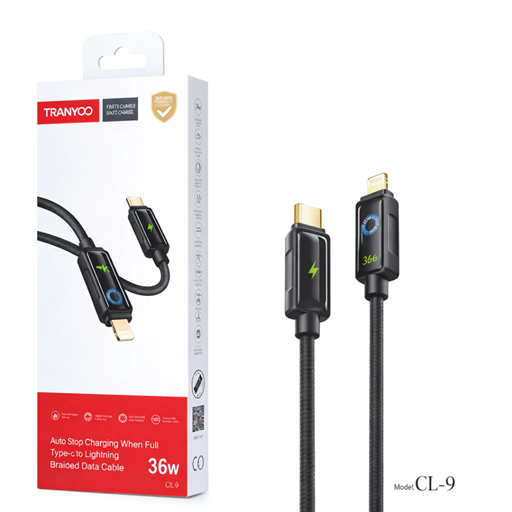 Cable de Carga Rapida Lightning a Tipo C 36w Tranyoo CL-9
