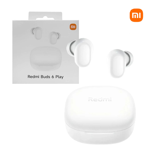 Auricular Bluetooth 5.4 Doble Xiaomi Redmi Buds 6 Play con Base Cargadora (Blanco)