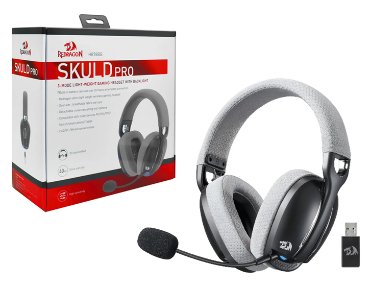 Auricular Inalambrico Gamer Redragon H878BG Skuld Pro Negro