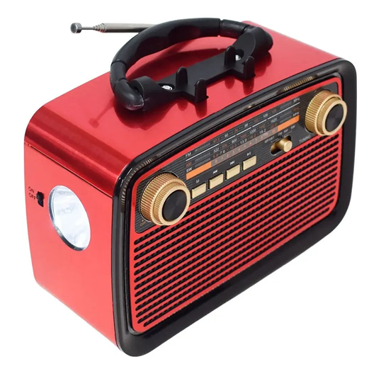 Radio KTF-1467 Bluetooth FM AM Usb Sd Aux 3 Bandas Reloj Linterna Recargable Retro Vintage
