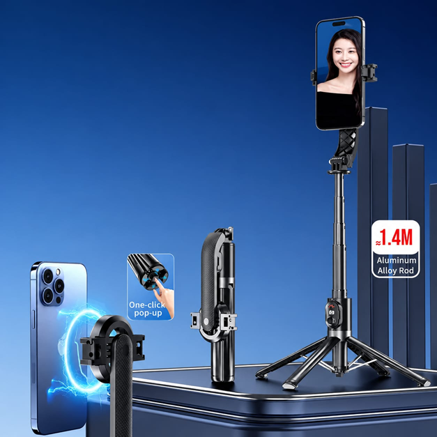 Tripode Baston Selfie Disparador BT Magnetico P07 Max 1,4m