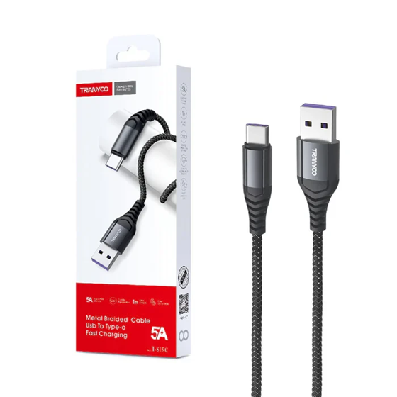 Cable Carga Rapida 5A Tipo C 1m Tranyco T-S15C