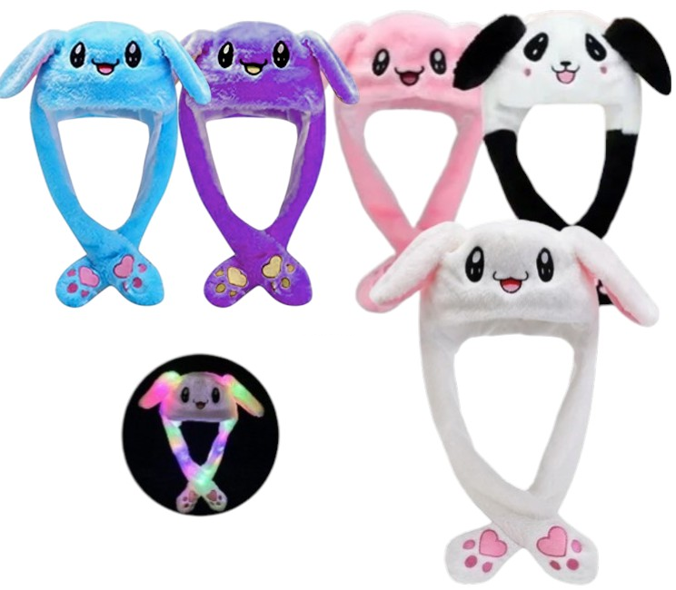 Gorro de Peluche con Levanta Orejas con Luces