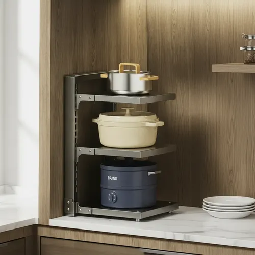 Estante Metalico Organizador de Cocina 3 Niveles Ajustables (23x40x27cm)