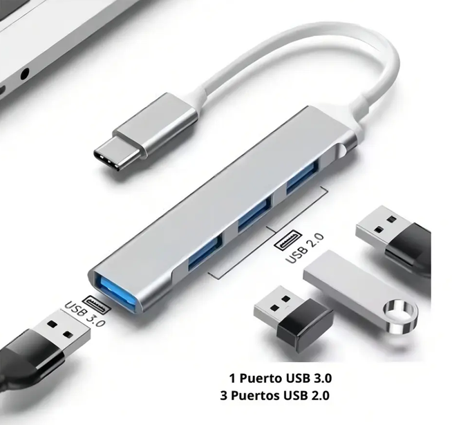Hub 3 puertos Usb 2.0 + 1 Usb 3.0