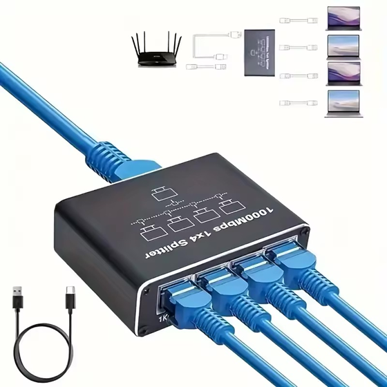 Conector Divisor de Red RJ45 1 a 4
